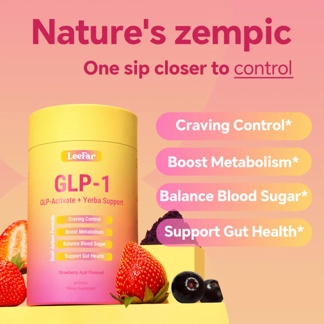 Transform Your Cravings and Boost Metabolism with GLP-1 Drink Mix – Strawberry Açaí Flavor | Powerful Blend of Berberine, Chromium, 5-HTP, Yerba Mate & Magnesium for Blood Sugar and Gut Health | 30 Servings