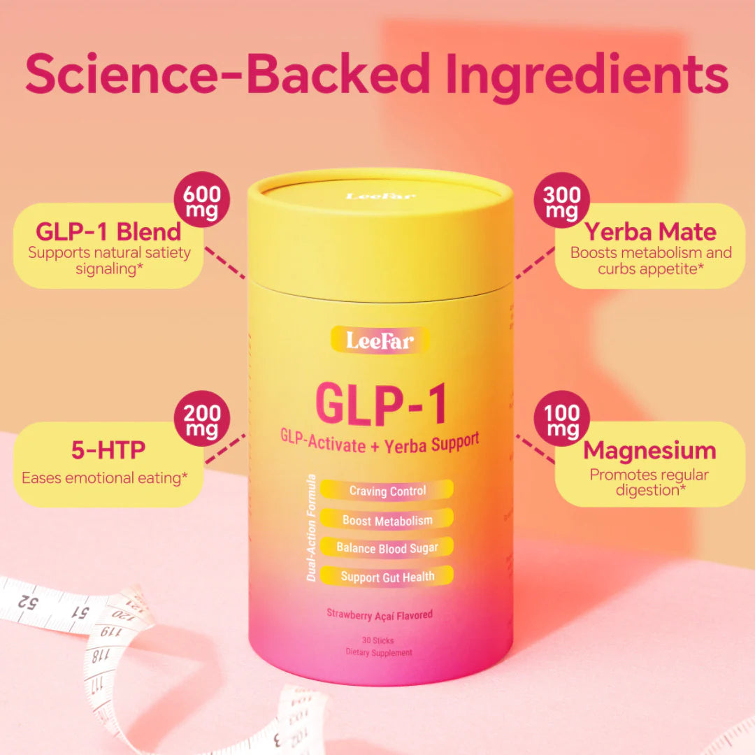 Transform Your Cravings and Boost Metabolism with GLP-1 Drink Mix – Strawberry Açaí Flavor | Powerful Blend of Berberine, Chromium, 5-HTP, Yerba Mate & Magnesium for Blood Sugar and Gut Health | 30 Servings